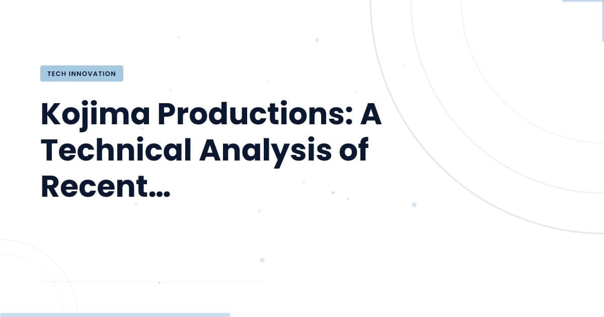 Kojima Productions: Financial Health Insights and Tech Implications